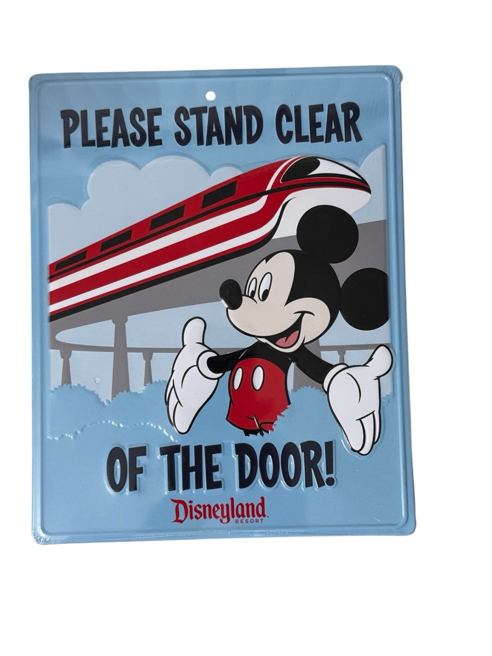 Disneyland Mickey Mouse Please Stand Clear of the Door Sign Blue Red Black